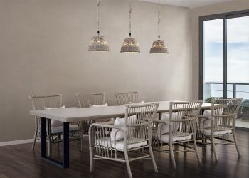 3D rendering interior design of minimal dining room and concrete